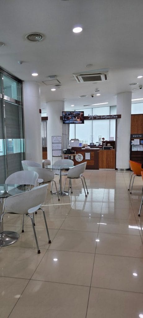 The Nono Cafe and seating area on the 3rd floor of the Bongdam Library.