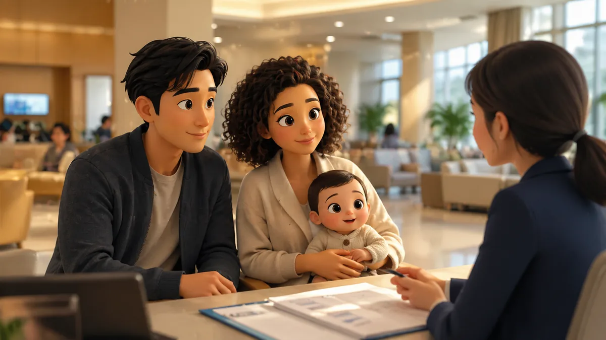 韓国の病院で健康保険や多文化家族の医療費支援について相談する様子