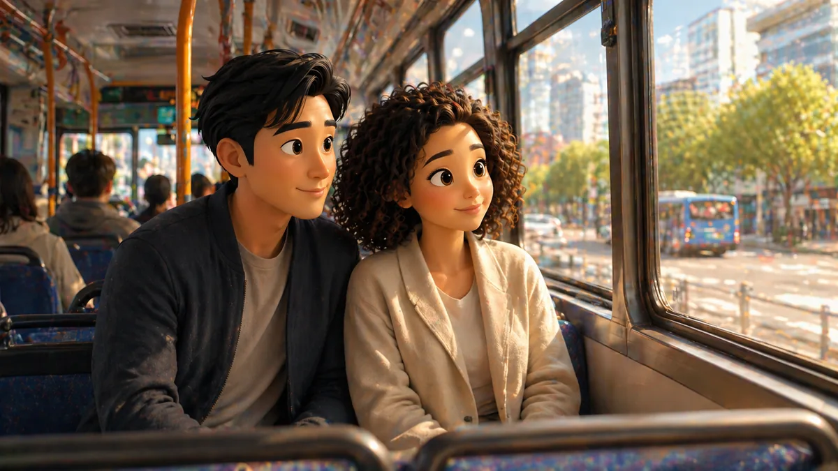 面会のために韓国の市内バスで病院へ向かう多文化夫婦