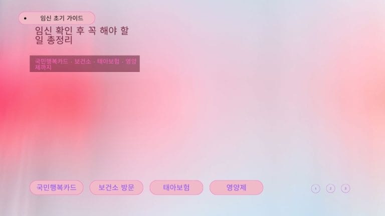 임산부 등록과 임산부 지원 신청을 위한 초기 체크리스트.