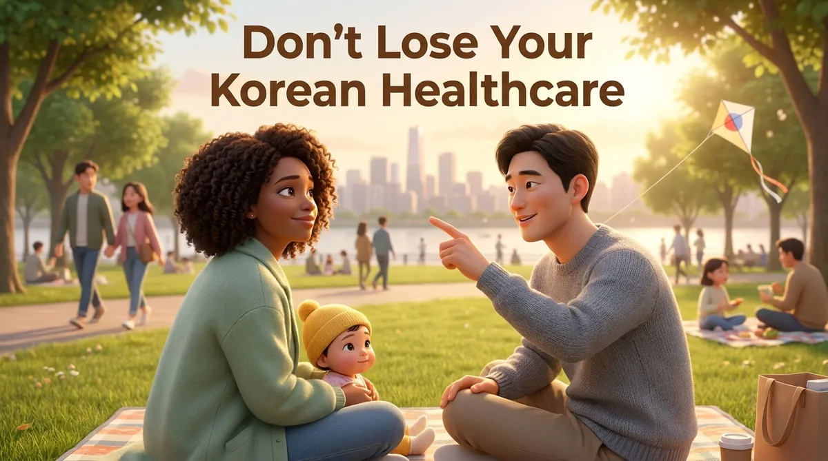 Step-by-step guide on how to register dependent national health insurance in Korea, showing application forms.