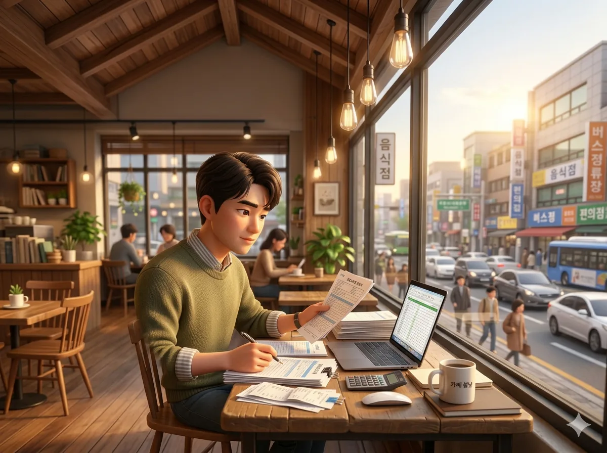 Expat man calculating his comprehensive income tax return as a foreigner in Korea
